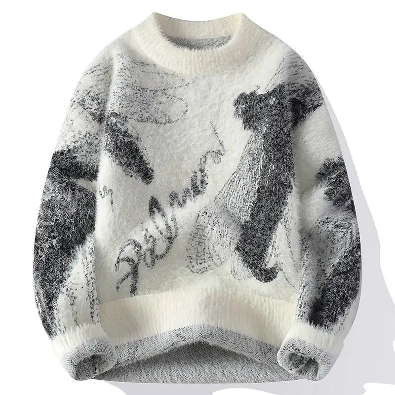 Men's Fuzzy Pattern Knit Sweater