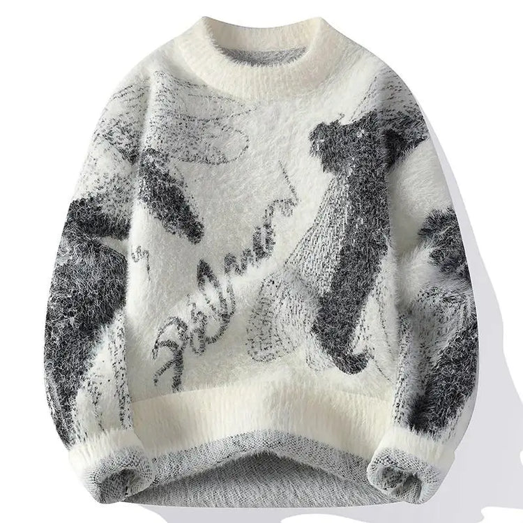 Men's Fuzzy Pattern Knit Sweater