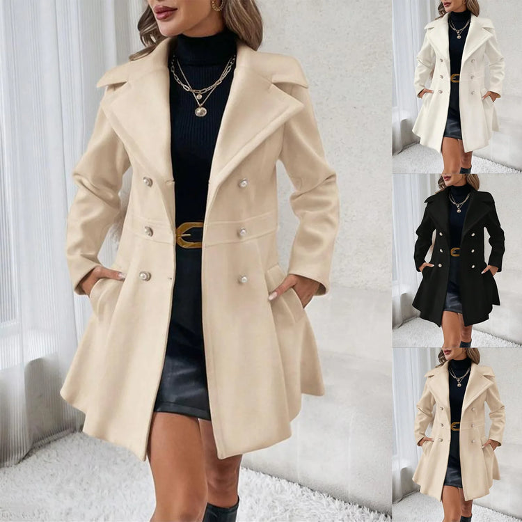 Double-Breasted Wool Blend Coat