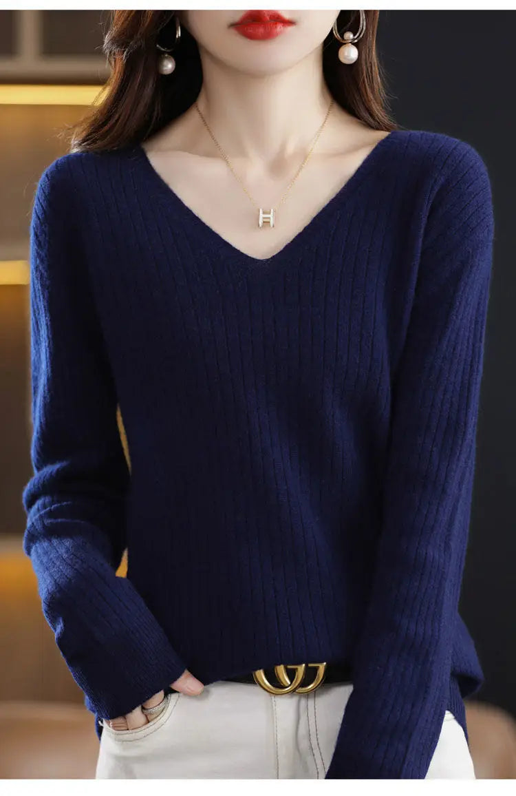 Classic V-Neck Knit Sweater