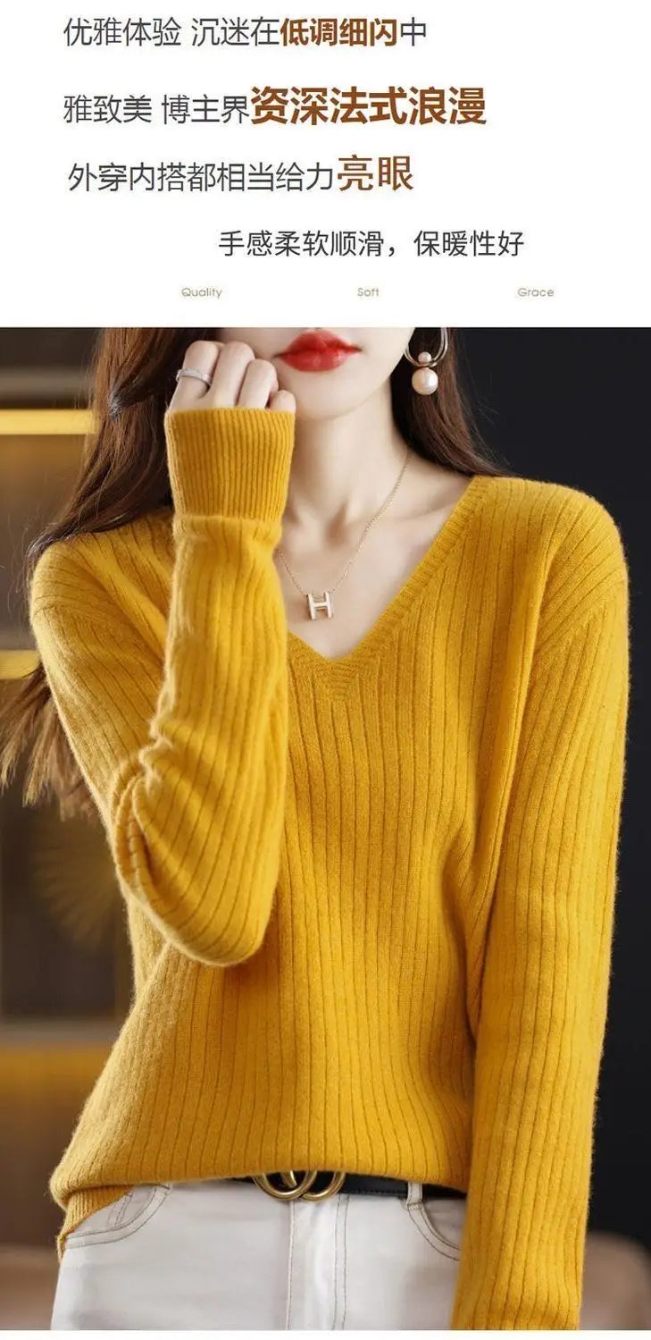 Classic V-Neck Knit Sweater