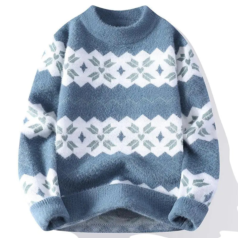 Men's Fuzzy Pattern Knit Sweater