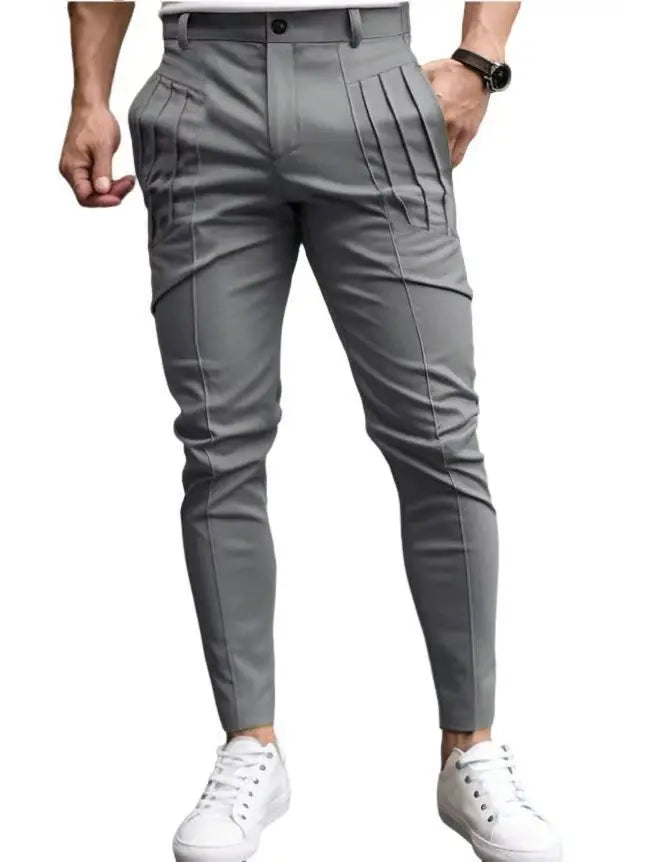 Men's Pleated Slim-Fit Pants
