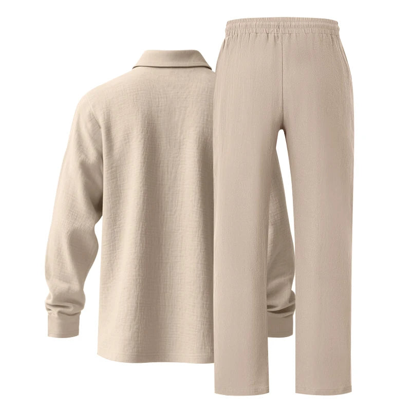 Men's Polo Shirt & Straight-Leg Pants Set