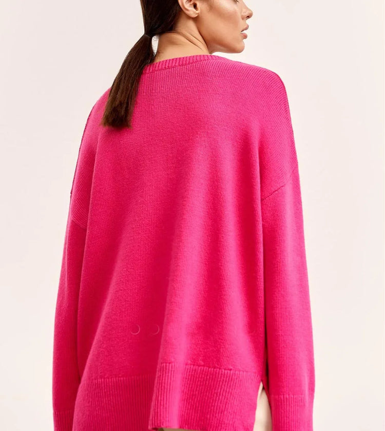 Oversized Crewneck Knit Sweater