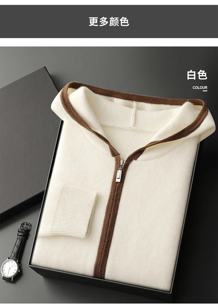 Men's Hooded Zip Cardigan Sweater