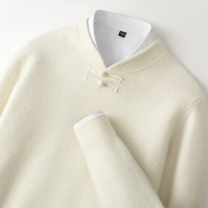 Men's Stand-Collar Button Sweater