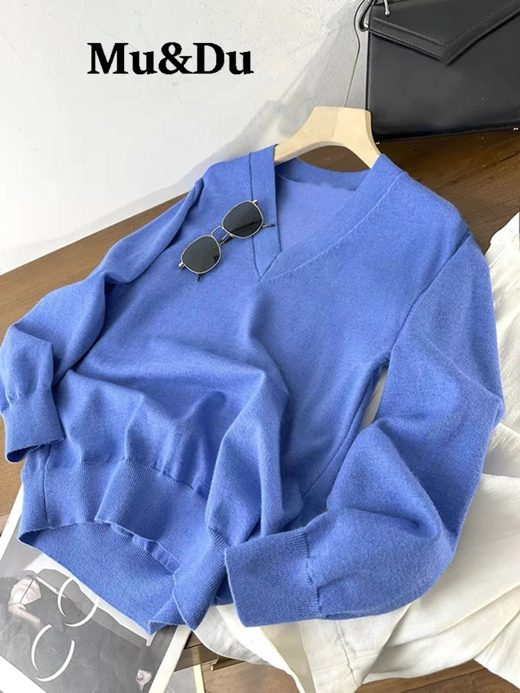 Vintage Wool-Blend V-Neck Sweater