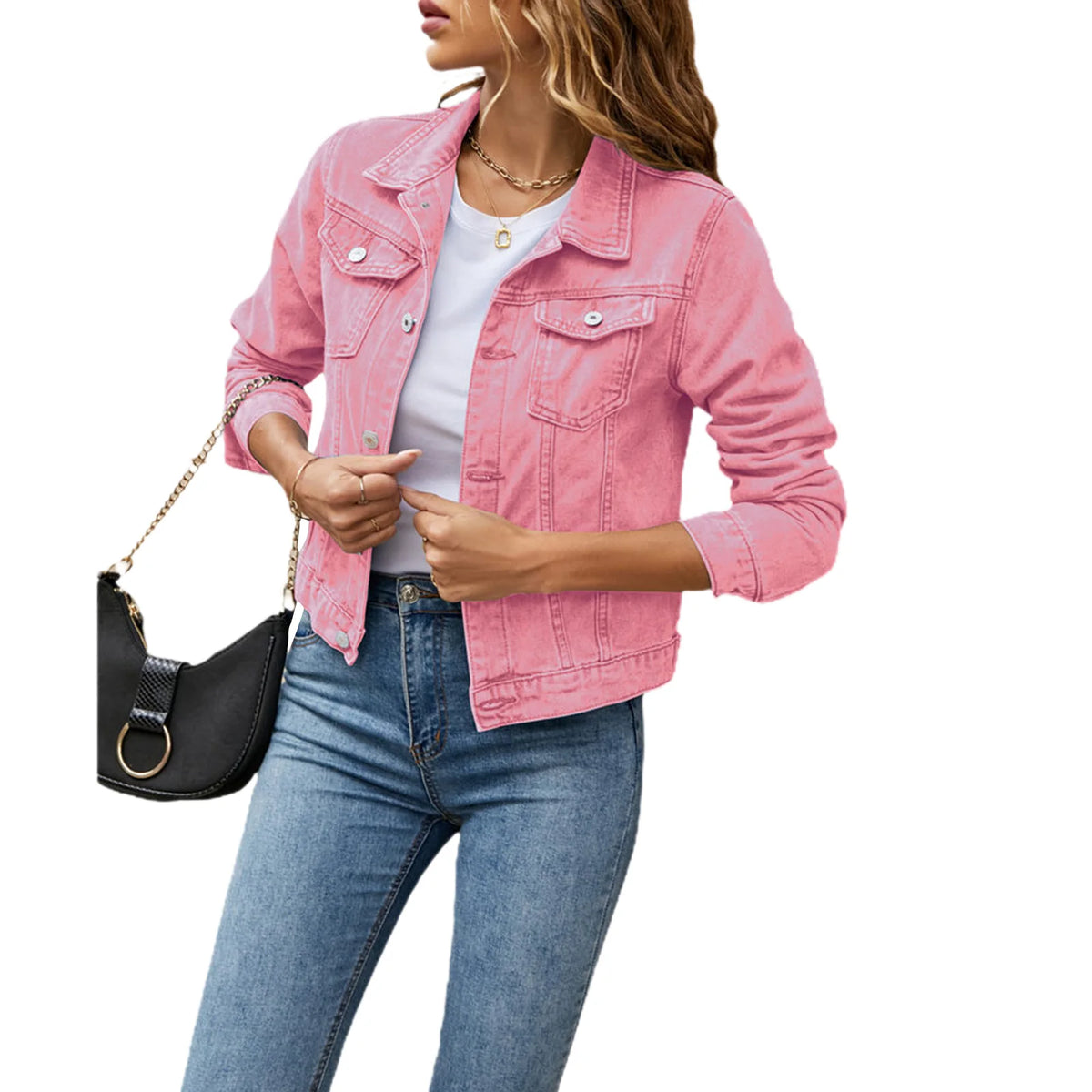 Slim Button-Front Denim Jacket