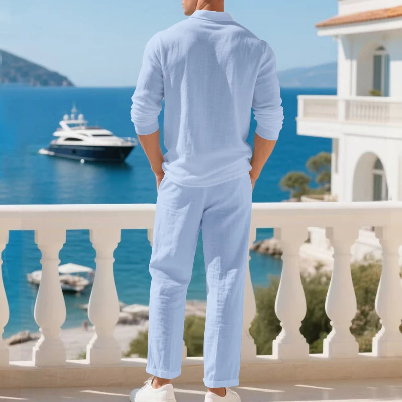 Men's Polo Shirt & Straight-Leg Pants Set