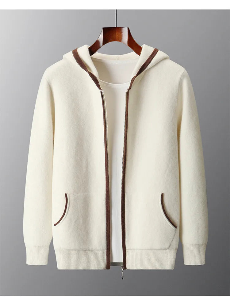 Men's Hooded Zip Cardigan Sweater