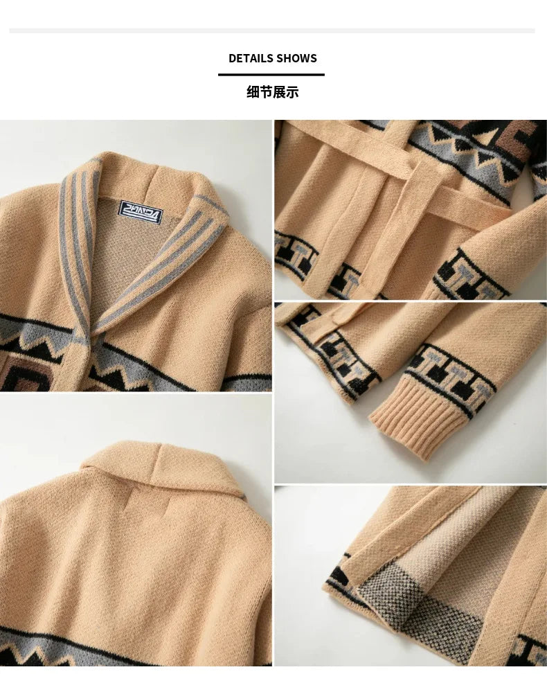 Men's Striped Jacquard Cardigan Sweater