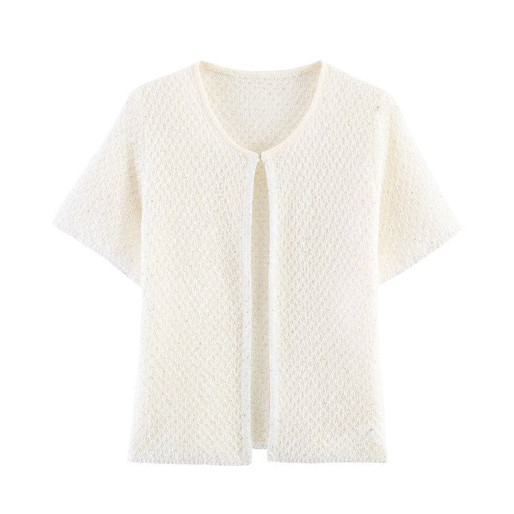 Pearl-Trim Knit Sweater Vest