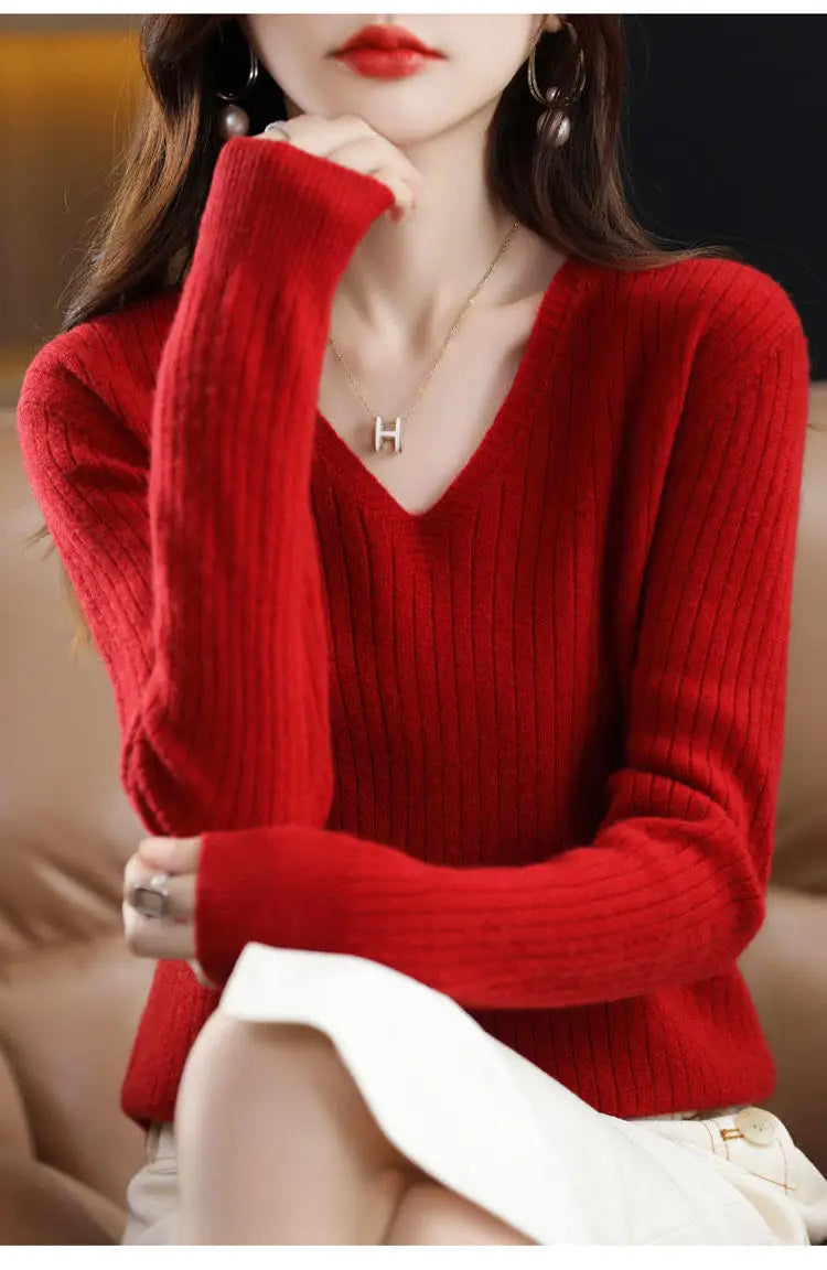 Classic V-Neck Knit Sweater