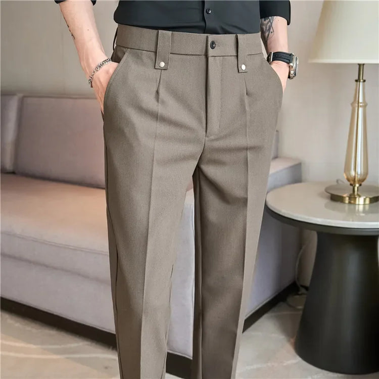 Men's Slim Elastic-Waist Suit Pants