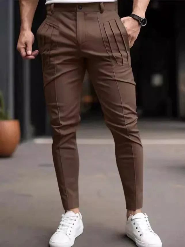 Men's Pleated Slim-Fit Pants