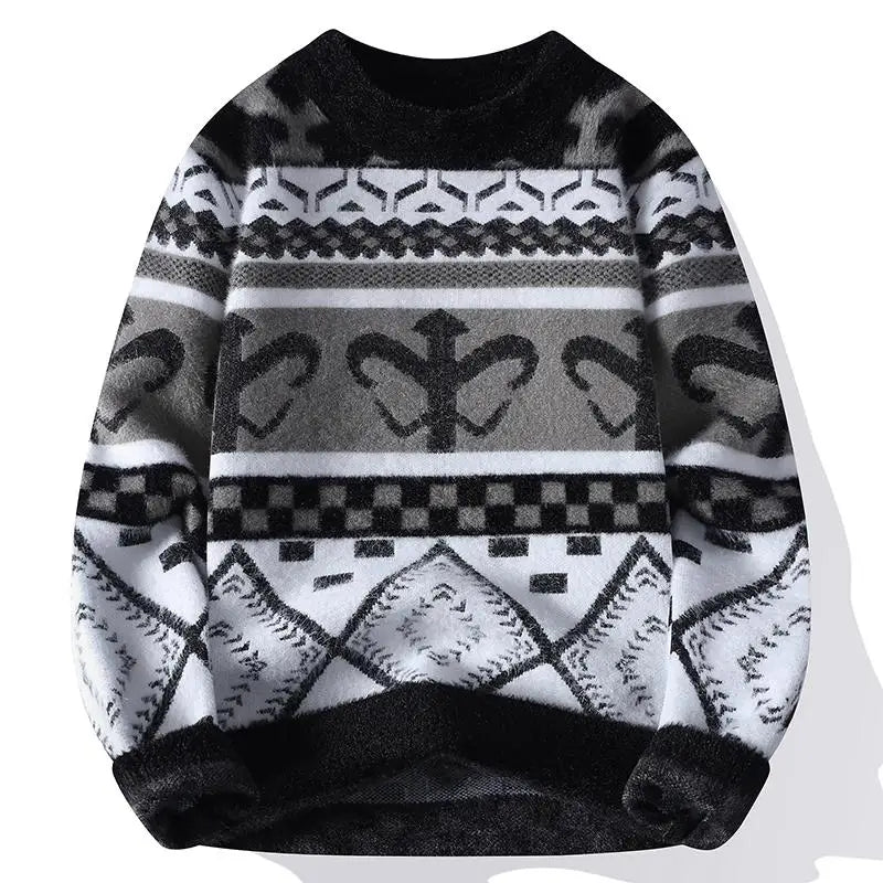 Men's Fuzzy Pattern Knit Sweater