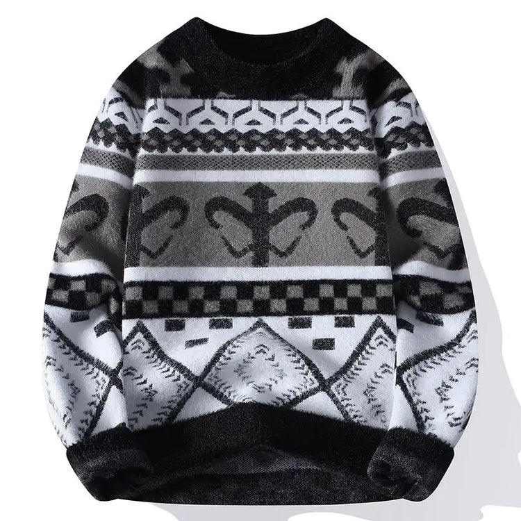 Men's Fuzzy Pattern Knit Sweater