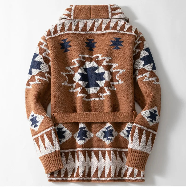 Men's Striped Jacquard Cardigan Sweater