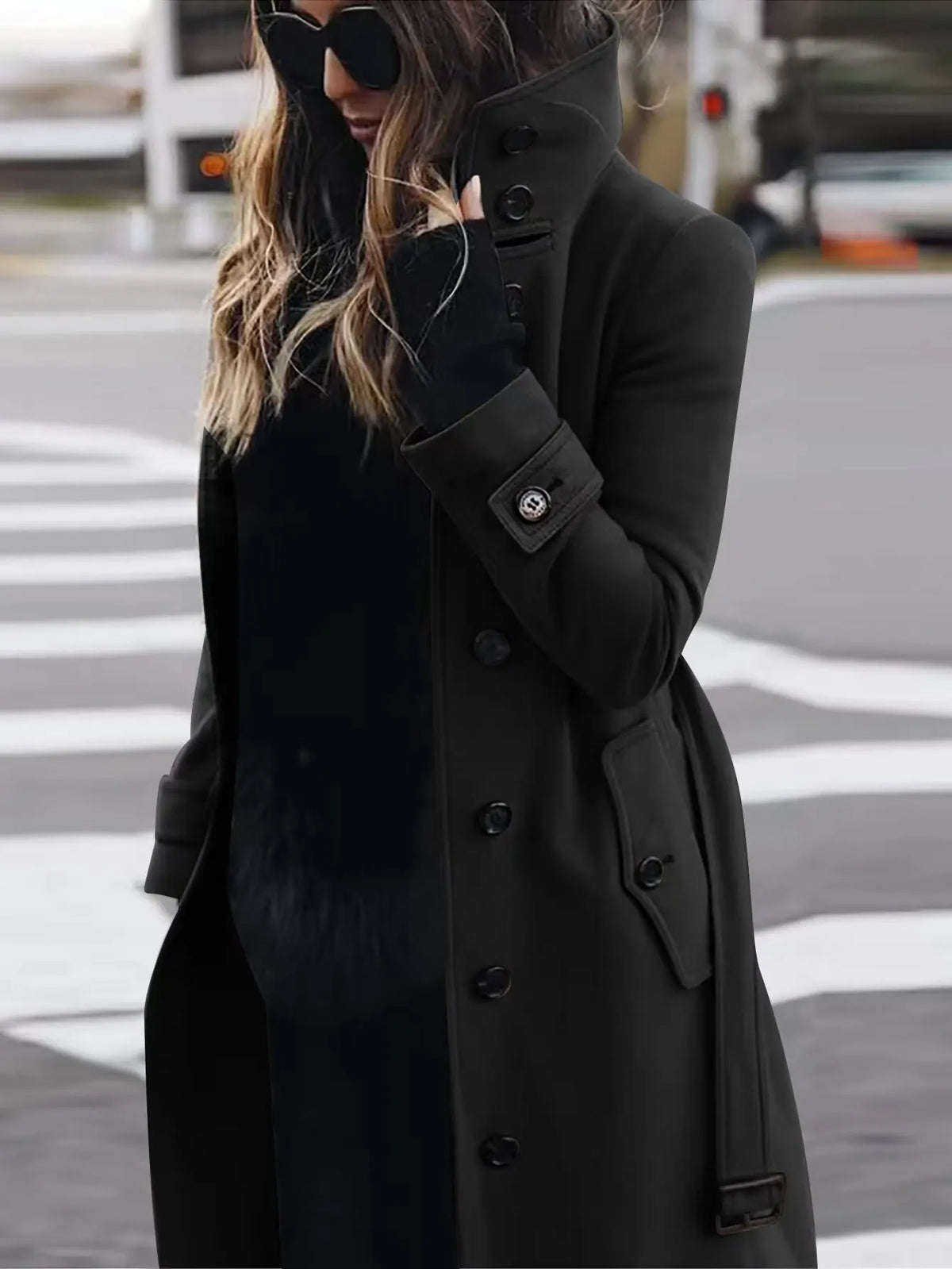 Stand-Collar Midi Coat