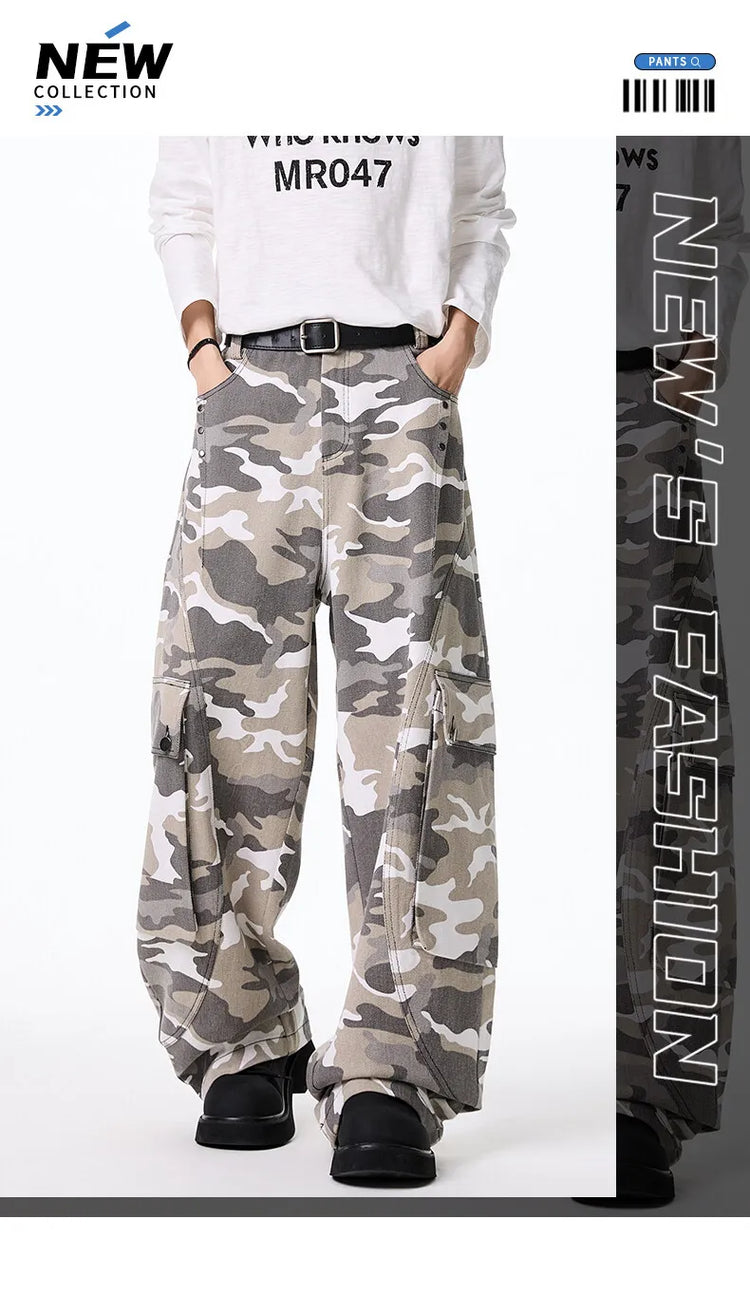 Men's Wide-Leg Camo Cargo Pants
