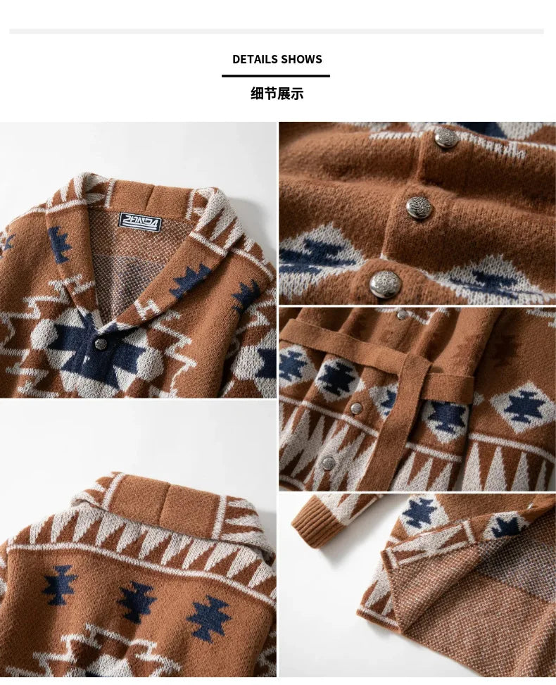 Men's Striped Jacquard Cardigan Sweater