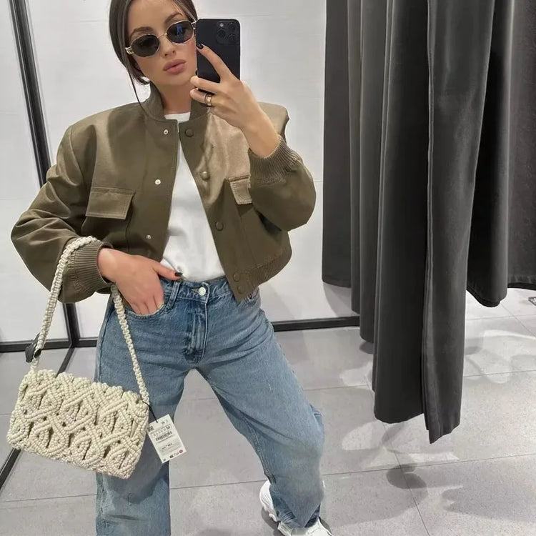 Cropped Bomber Jacket