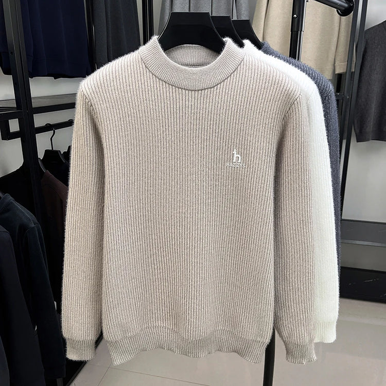 Men's Semi-High Neck Knit Sweater