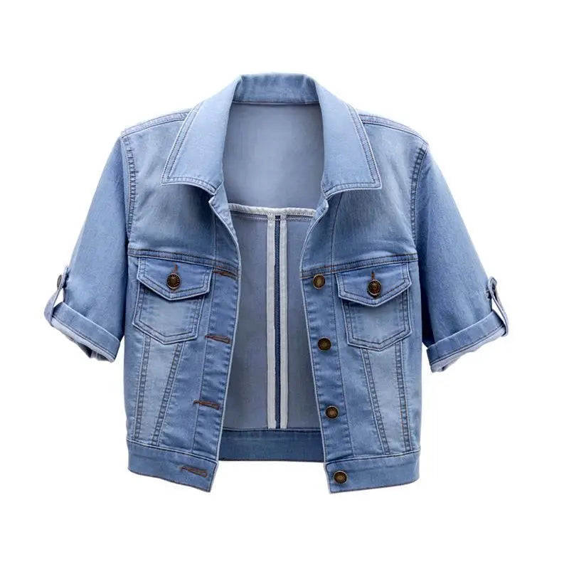 Denim Jacket Women 2023 Three Quarter Sleeves Jean Jacket Woman  Comfortable Denim Coat Chaqueta Vaquera Mujer Veste Jeans Femme
