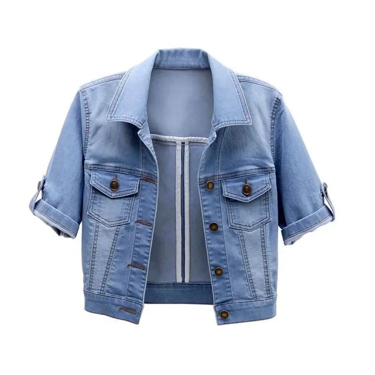 Denim Jacket Women 2023 Three Quarter Sleeves Jean Jacket Woman  Comfortable Denim Coat Chaqueta Vaquera Mujer Veste Jeans Femme
