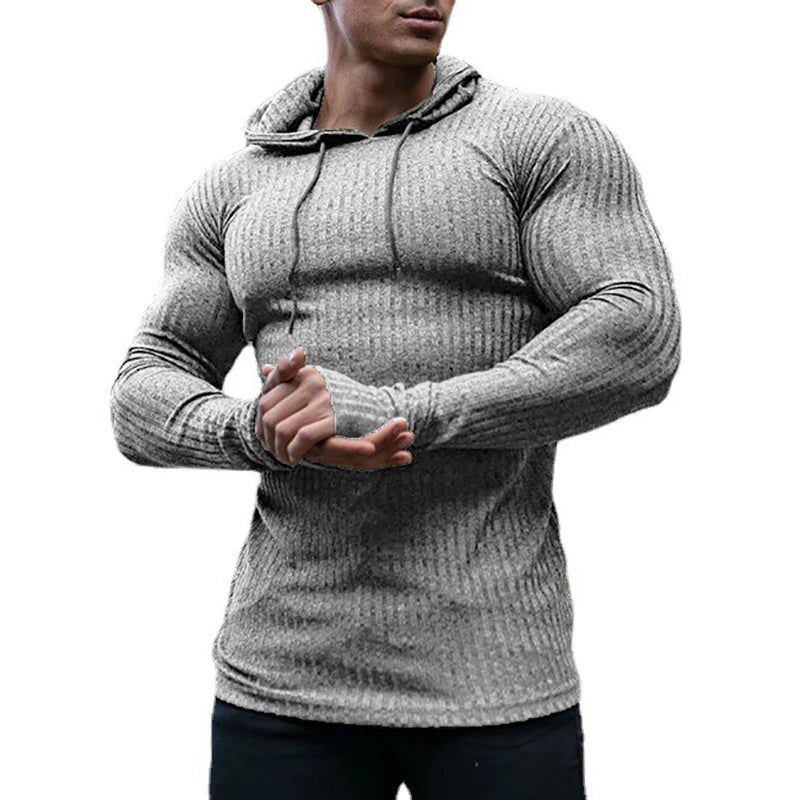 Men's Ribbed Knit Hoodie Sweater