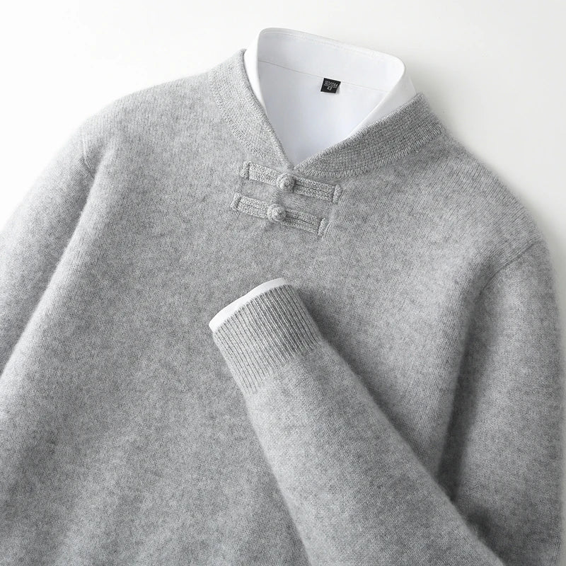 Men's Stand-Collar Button Sweater