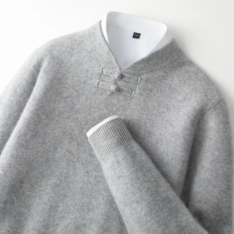 Men's Stand-Collar Button Sweater