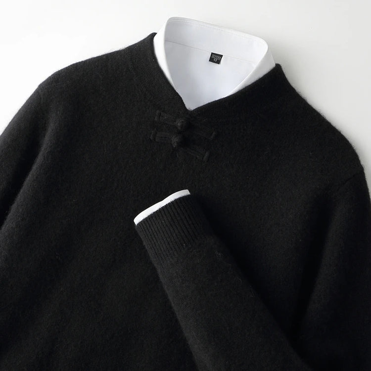 Men's Stand-Collar Button Sweater