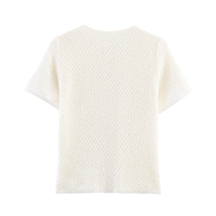 Pearl-Trim Knit Sweater Vest