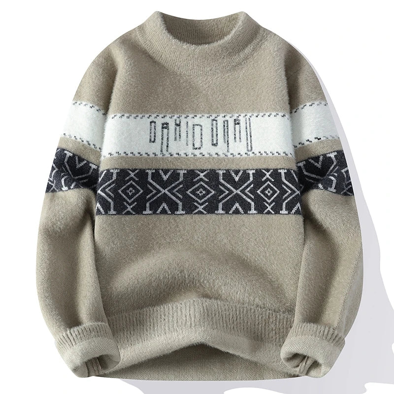 Men's Fuzzy Pattern Knit Sweater
