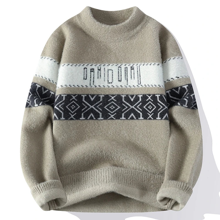 Men's Fuzzy Pattern Knit Sweater