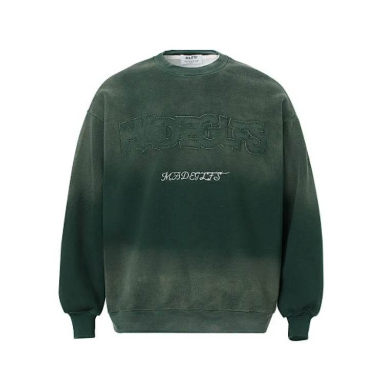 Men Clothing High street New Trend Heavy Industry Washed Embroidered Antique-style Sweatshirt for men and women