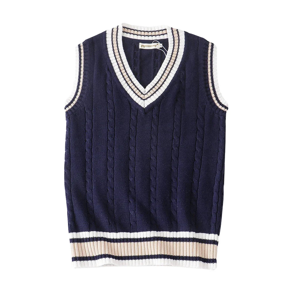 Men's Striped V-Neck Sweater Vest