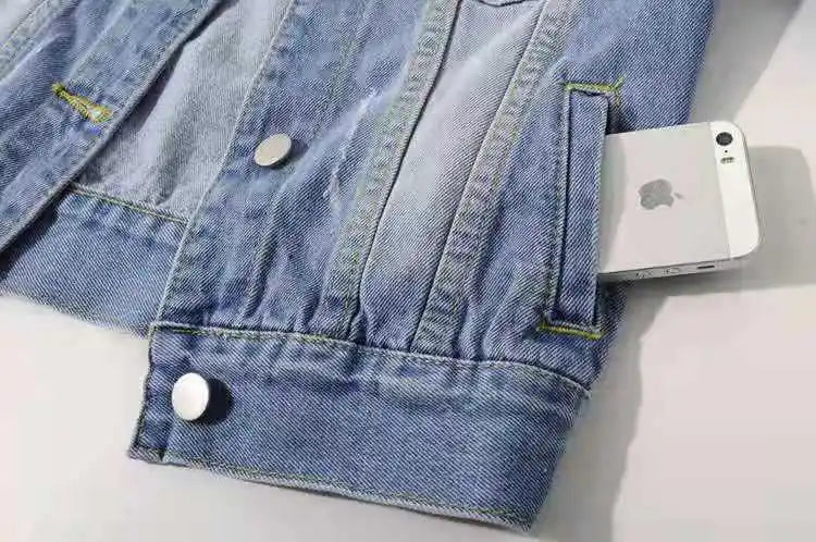 Denim Jacket Women 2023 Three Quarter Sleeves Jean Jacket Woman  Comfortable Denim Coat Chaqueta Vaquera Mujer Veste Jeans Femme