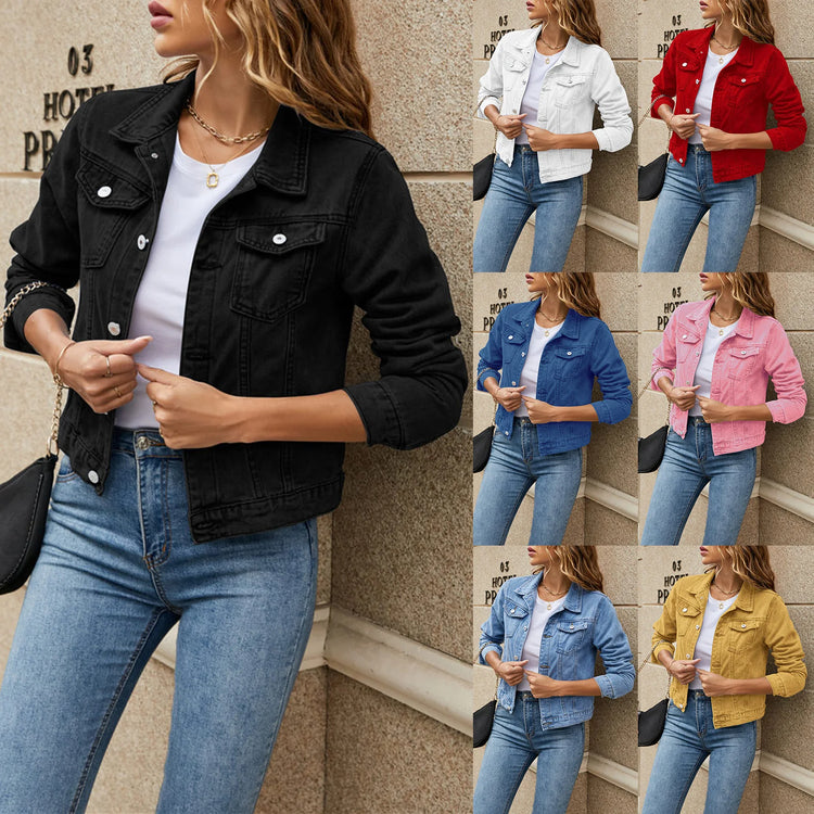 Slim Button-Front Denim Jacket