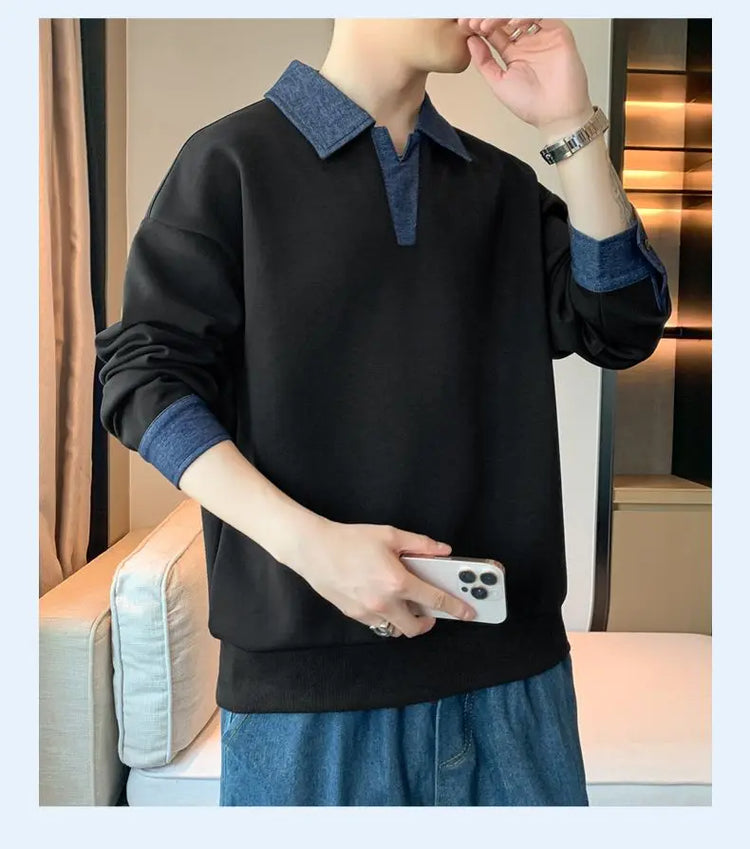 Men's Lapel Sweatshirt Top