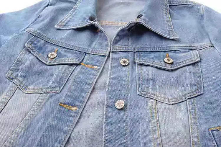 Denim Jacket Women 2023 Three Quarter Sleeves Jean Jacket Woman  Comfortable Denim Coat Chaqueta Vaquera Mujer Veste Jeans Femme