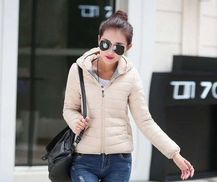 Cropped Hooded Puffer Jacket