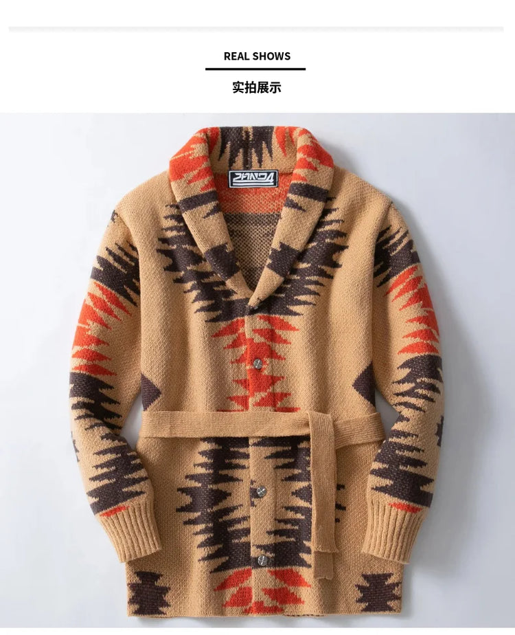 Men's Striped Jacquard Cardigan Sweater