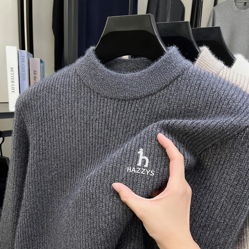 Men's Semi-High Neck Knit Sweater
