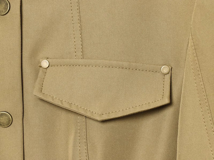 Stand-Collar Single-Breasted Jacket