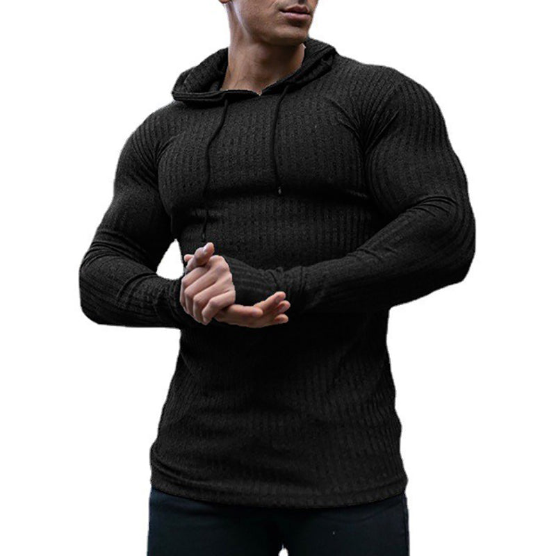 Men's Ribbed Knit Hoodie Sweater