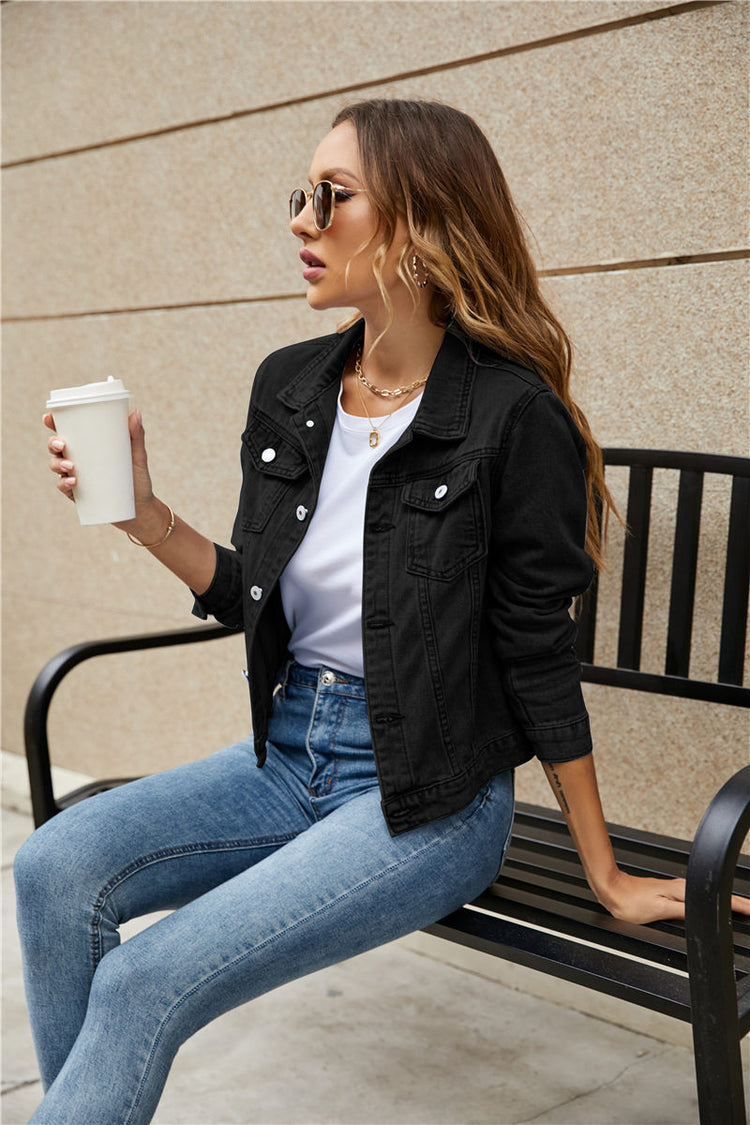Slim Button-Front Denim Jacket