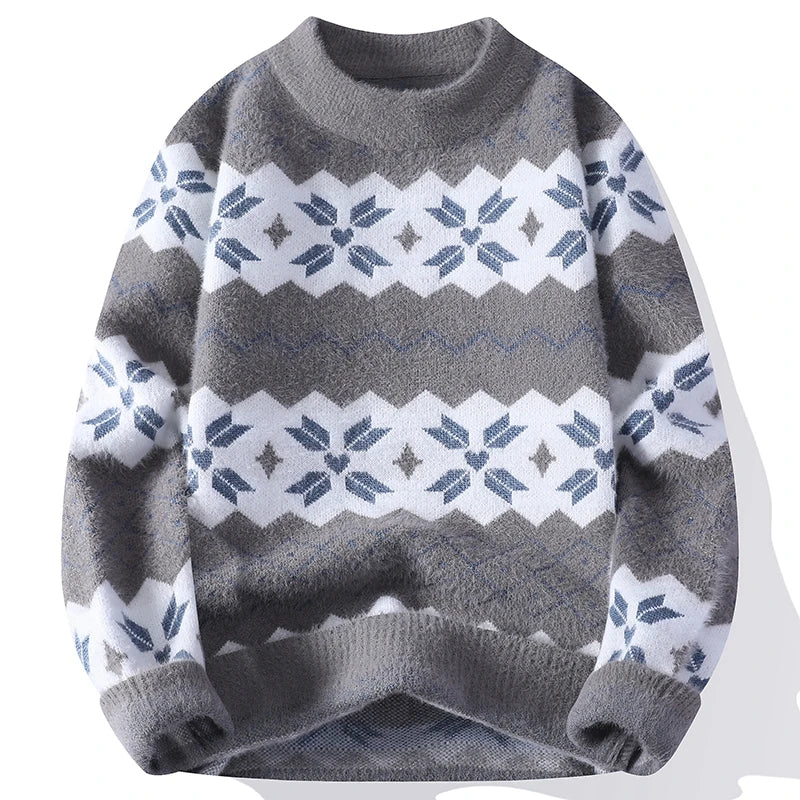 Men's Fuzzy Pattern Knit Sweater